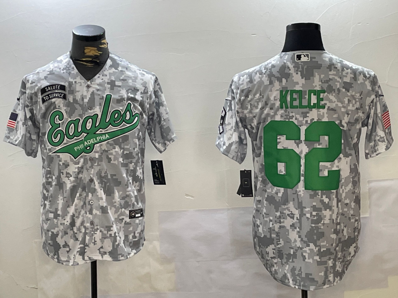 Men's Philadelphia Eagles Jason Kelce #62 Arctic Camo 2024 Salute to Service Jersey